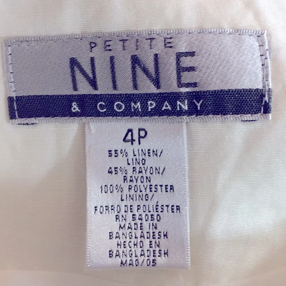 NWOT NINE‎ & CO LINEN /RAYON WHITE LAVENDER SKIRT SIZE 4P